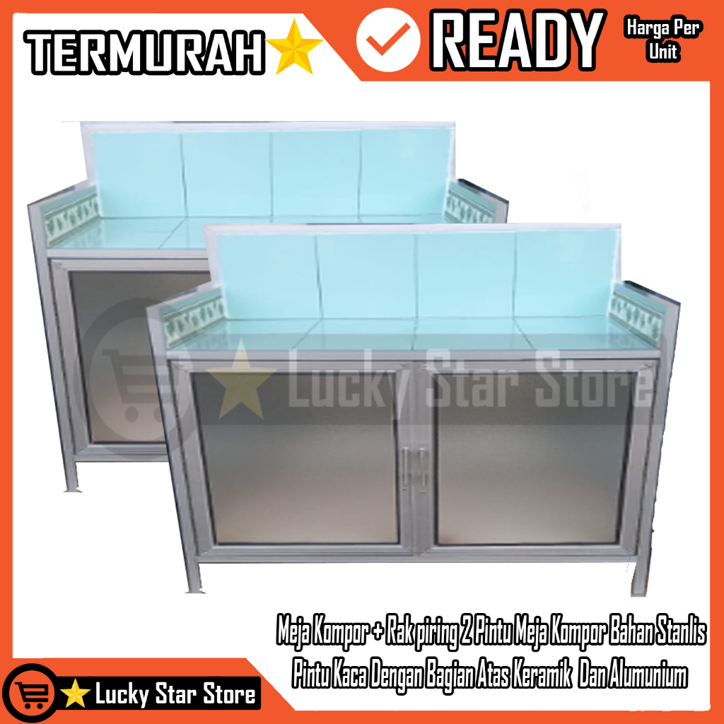 [Instant] Rak Rakk Lemari Dapur Kitchen Piring Kaca Buram Kompor Magic Com  Aluminium Almunium Almin