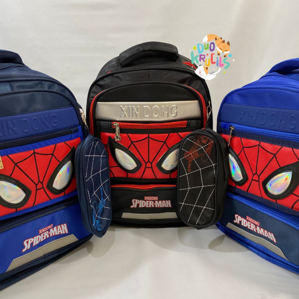 Tas sekolah anak TK dan SD laki laki motif SPIDERMAN bonus kotak pensil
