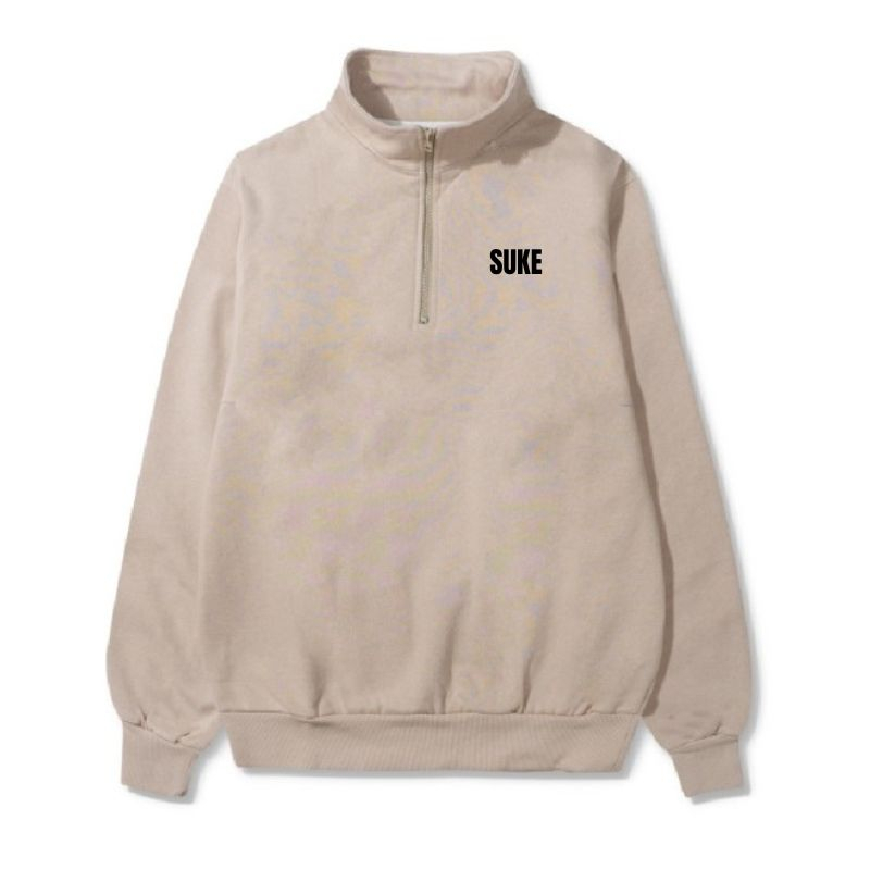 Sweater Rugby half zip suke Hitam / Sweater Zipper / Sweater Resliting / Sweater Turtleneck