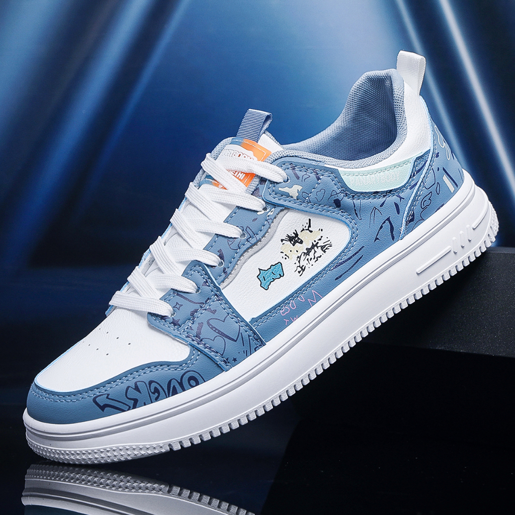 Sneakers Pria Modis Biru Trendy Kekinian Kasual Import Sepatu Cowok Fashion Sport Bertali High Quality