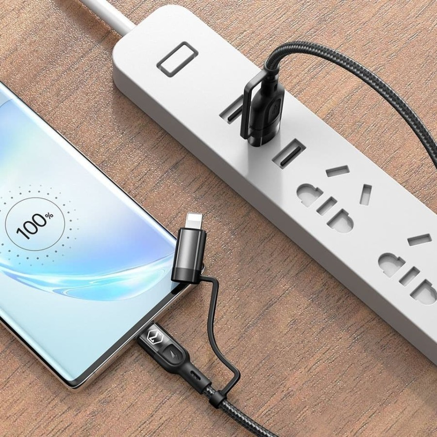 MCDODO CA-807 Kabel Data Charger USB To Type C + Type C To Lightning + Type C To C 3A PD 60W 4IN1 Mode Charge Fast Charging