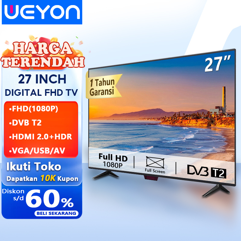 Weyon Sakura TV LED 27 inch TV digital FULL HD ORIGINAL GARANSI 1 TAHUN Televisi (TCLG-S27B)