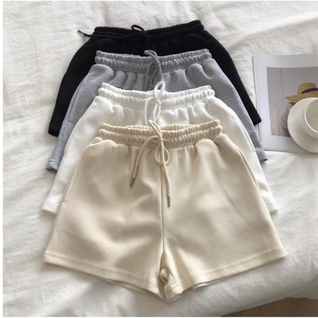 CELANA PENDEK Wanita Tali Karet Short Pant Bahan Fleece | Celana Santay Pendek Wanita | Celana Wanita Ala Korea