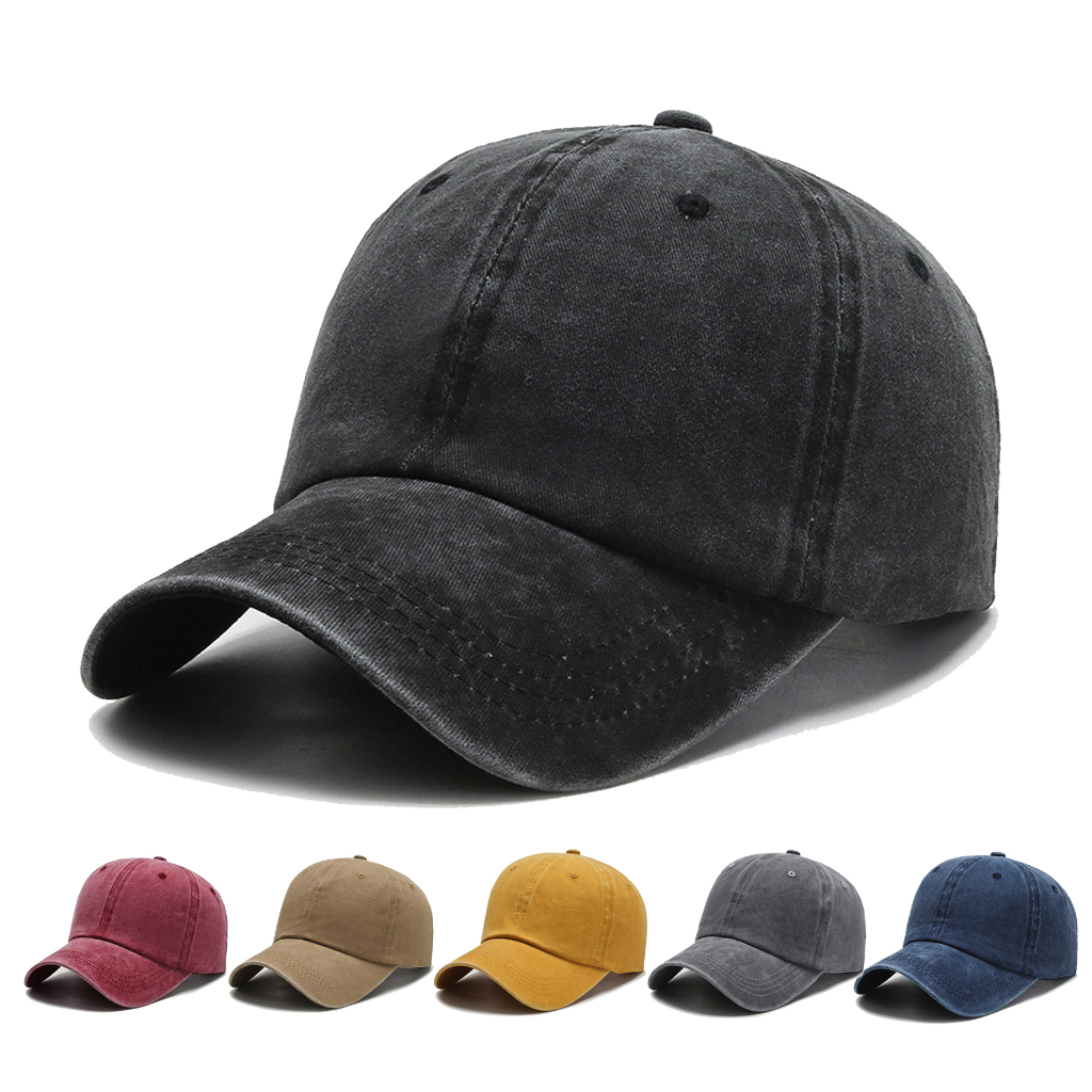 Topi Baseball PLAIN Wash Vintage Import Premium Quality Casual Sporty Distro Vintage Style Olahraga Pria Wanita