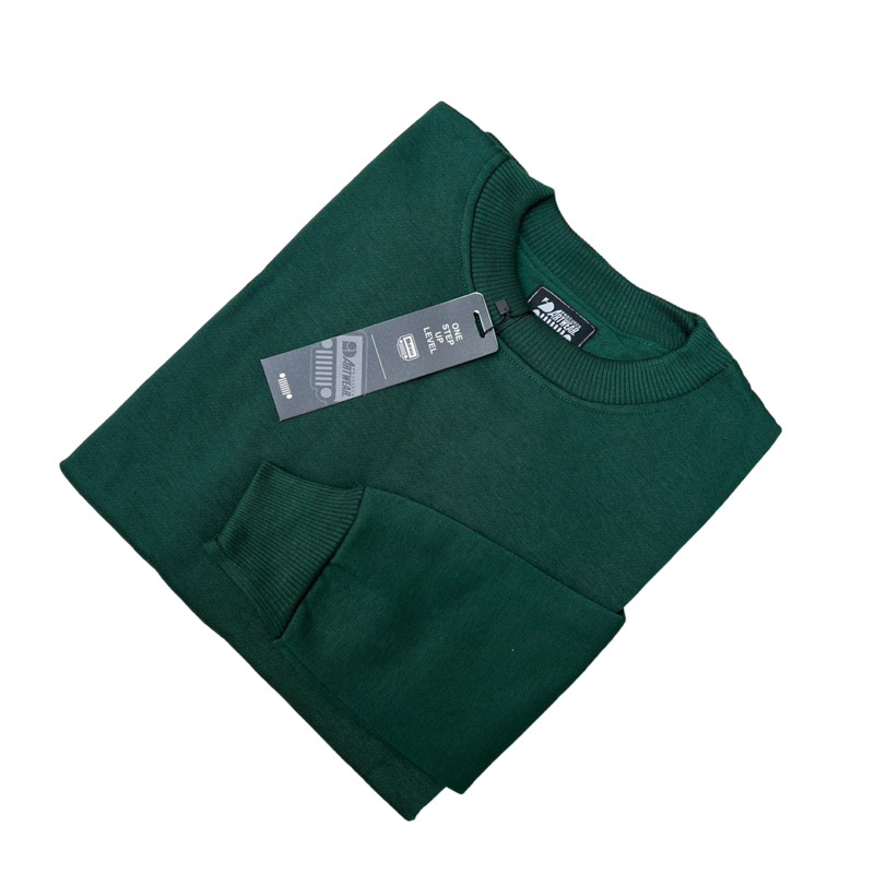 Sweater Crewneck Polos Hijau Botol Sweater Pria Wanita