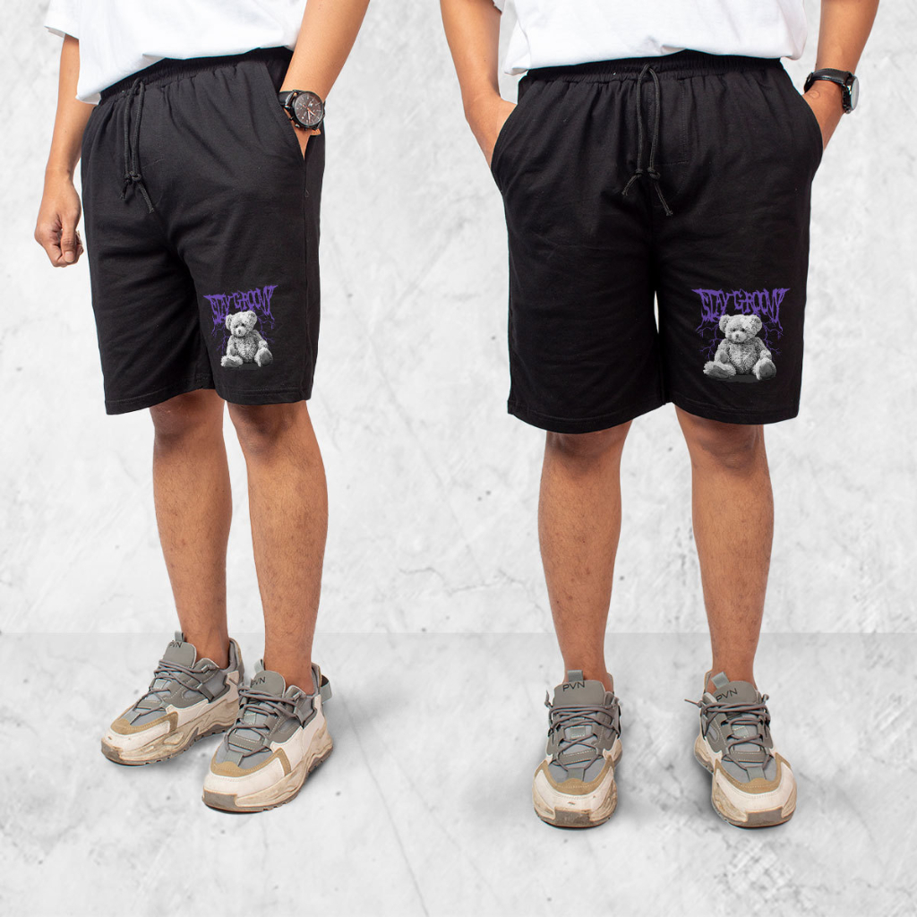 Hipnop GROOVE Celana Pendek Combed Olahraga Pria Wanita Running Gym Sport Kolor Katun Combed Motif