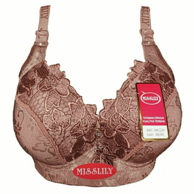 Misslily Bra Brukat Size Jumbo 46, 44, 42, 40, 38, 36 BH Busa Tanpa Kawat Kait 3 | BH Wanita Dewasa Renda Brukat Emboss