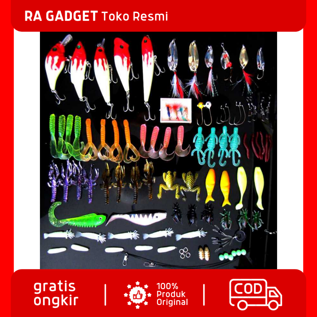 Umpan Pancing Ikan Set Fishing Bait Kit-33 100 PCS / Umpan gabus Rapala Tb Putih Casting Gabus 1 Set