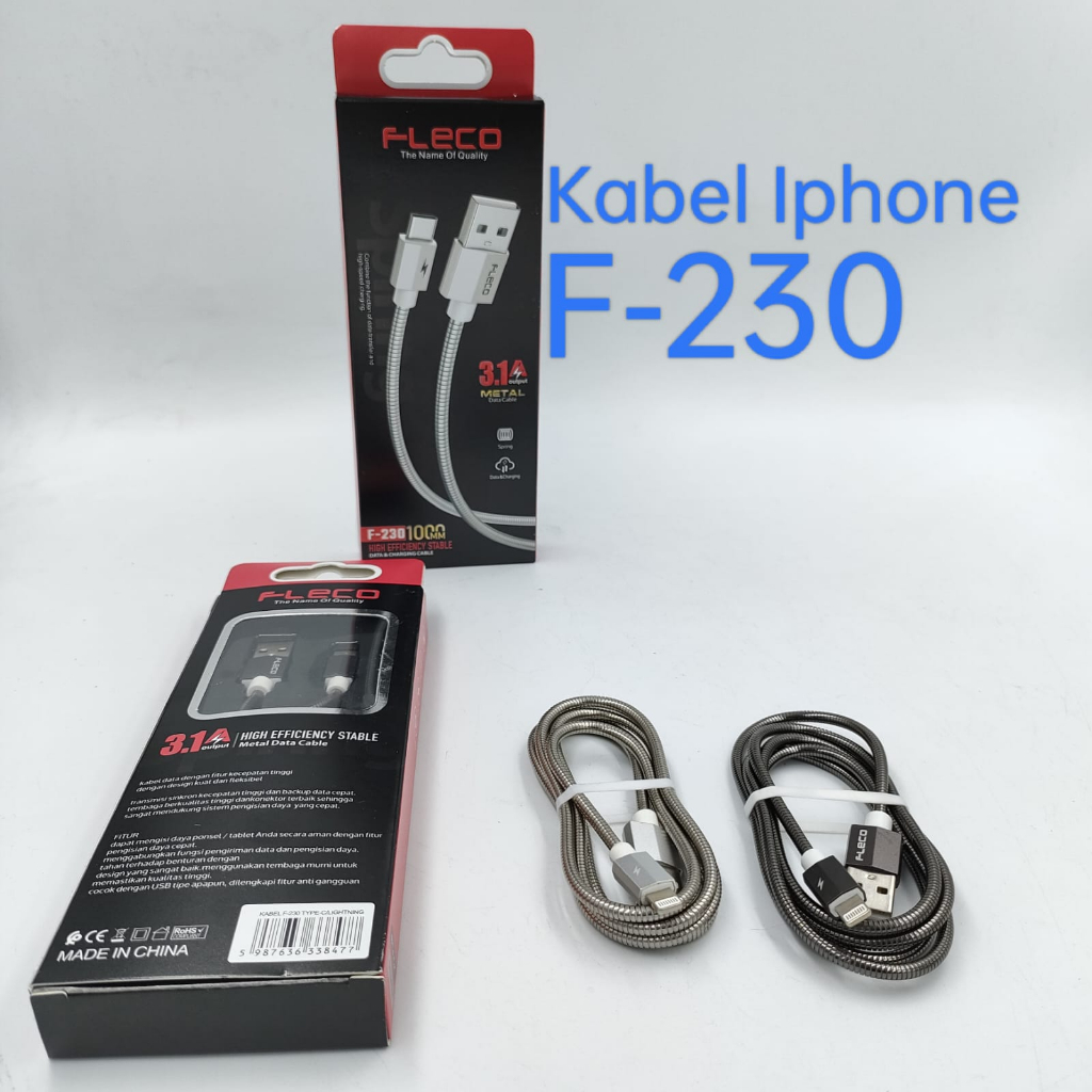 Kabel Data Fast Charging Aluminium Iphone Type C Metal Cable Fast Charger F-230 FLECO