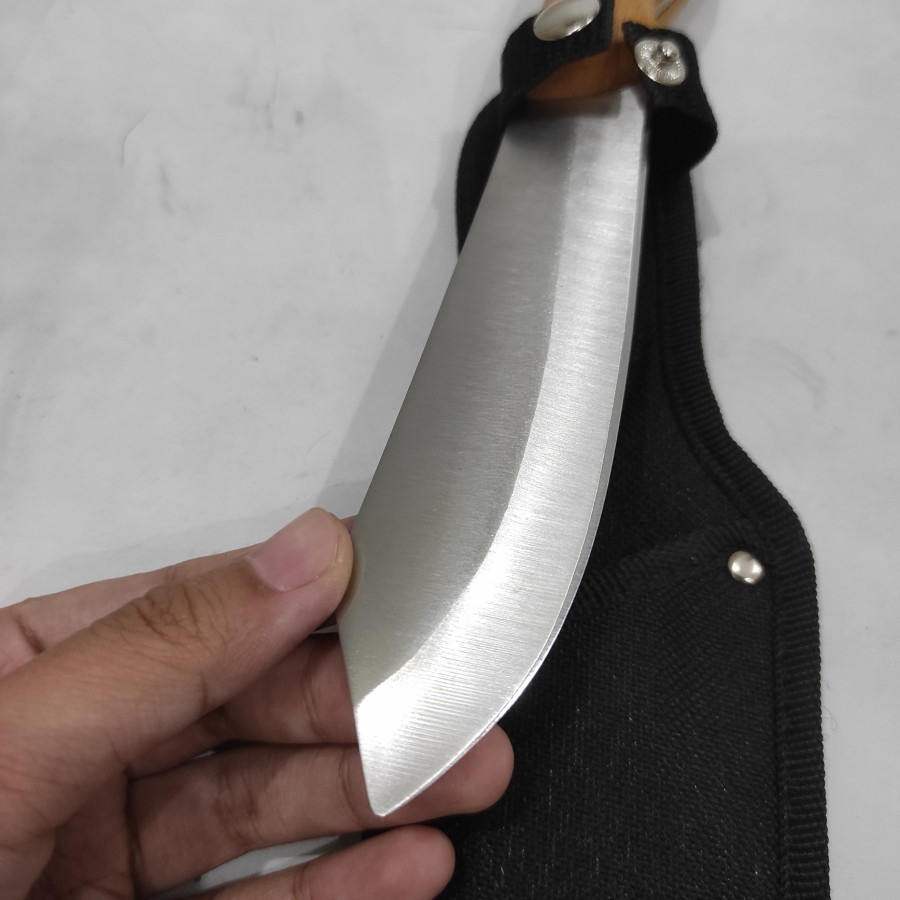 Pisau arab tebal plus sarung gagang full steinles dilapis kayu