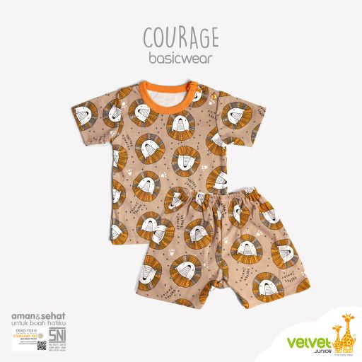 Velvet Junior Setelan Baju Anak Kancing Pundak Pendek Celana Pendek - Courage