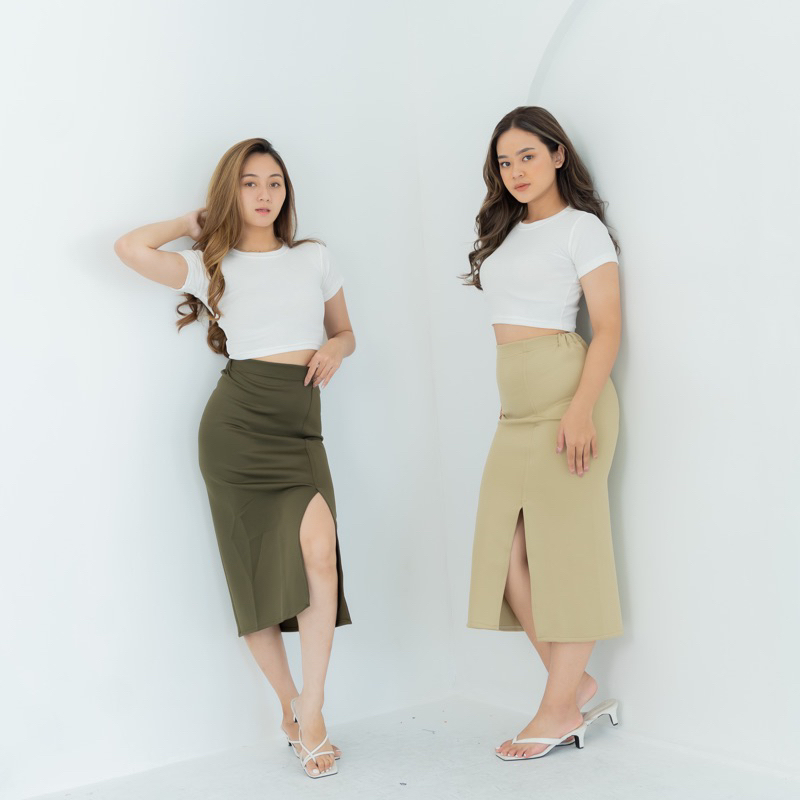 	 ELORA [JEMI SKIRT] Skirt Scuba | Korean Style | Fashion Kekinian	