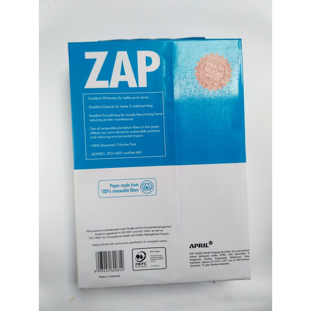Kertas HVS ZAP A4 75 Gr Per RIM
