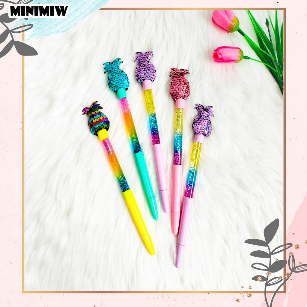 PEN GLITTER NANAS MANIK LUCU GEL PEN KARAKTER KUDA PONI PULPEN PENA BOLPEN