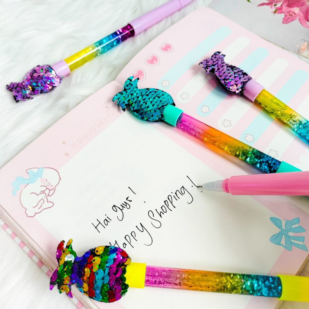 PEN GLITTER NANAS MANIK LUCU GEL PEN KARAKTER KUDA PONI PULPEN PENA BOLPEN