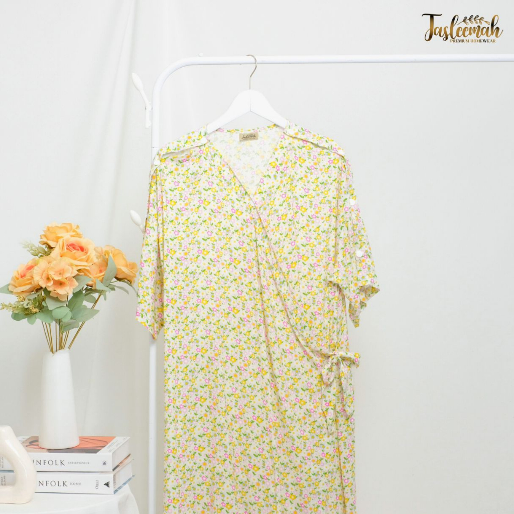 [BAJU INFUS &amp; MELAHIRKAN ] Kimono Dress Rayon Premium/ Cey Airflow Crinkle Lengan Pendek | Baju Hamil Menyusui | Baju Melahirkan | Baju Pasien | Katun Rayon Premium