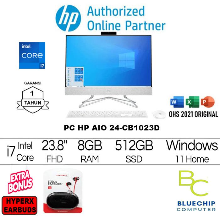 HP AIO 24-cb1023d i7-1255U 8GB 512GB SSD MX450 23.8"FHD W11H + OHS