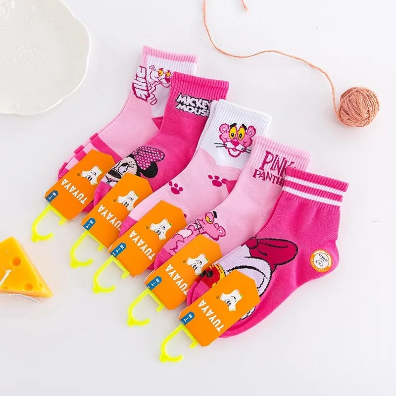 Kaos Kaki pink panther 1 set isi 5 NEW!