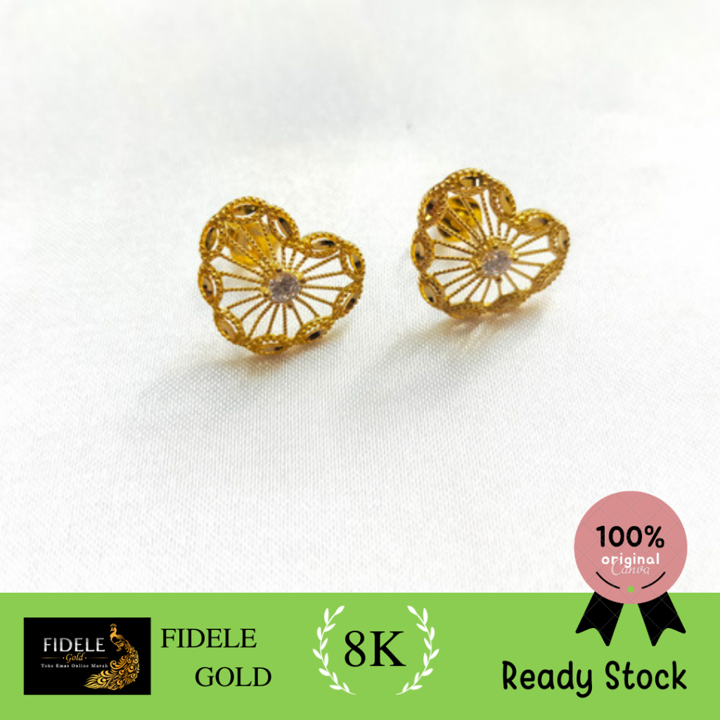 Anting love kendari hati krawang ubs gold anting edelweiss hati emas 375