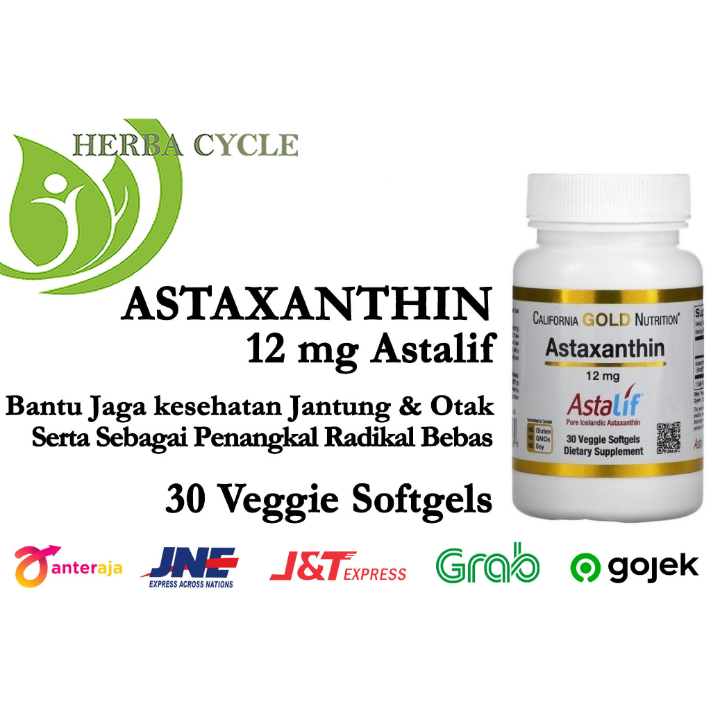 Astaxanthin 12mg 30 Veg Soft Astalif California Gold Nutrition ORI USA