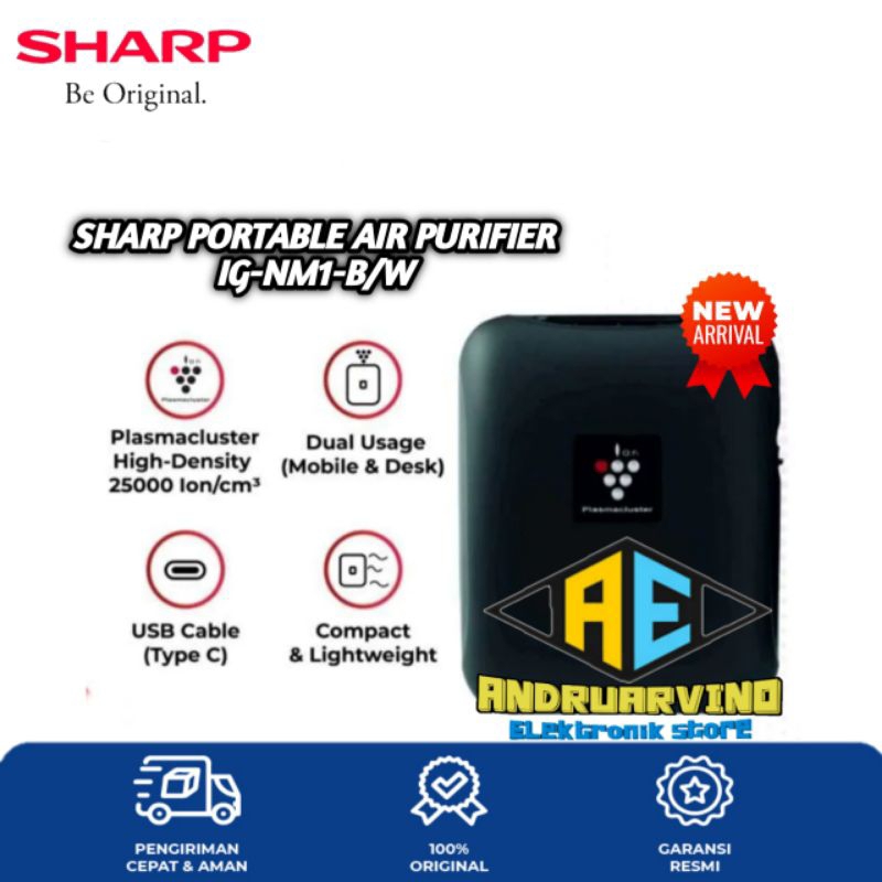 SHARP PORTABLE AIR PURIFIER IG-NM1-B/W GARANSI RESMI SHARP IGNM1B