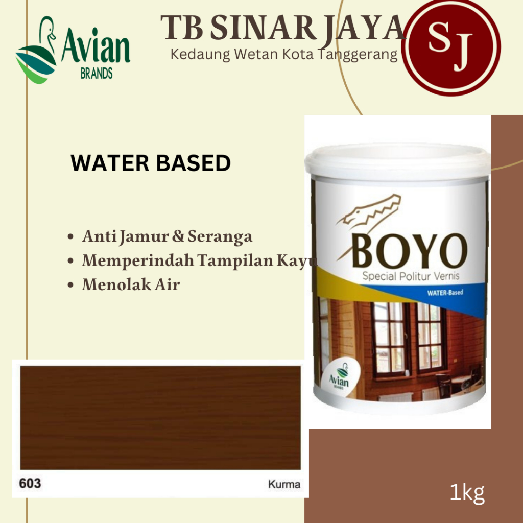 Avian Boyo Politur Cat Kayu BOYO WATER BASED 1KG - 603 KURMA