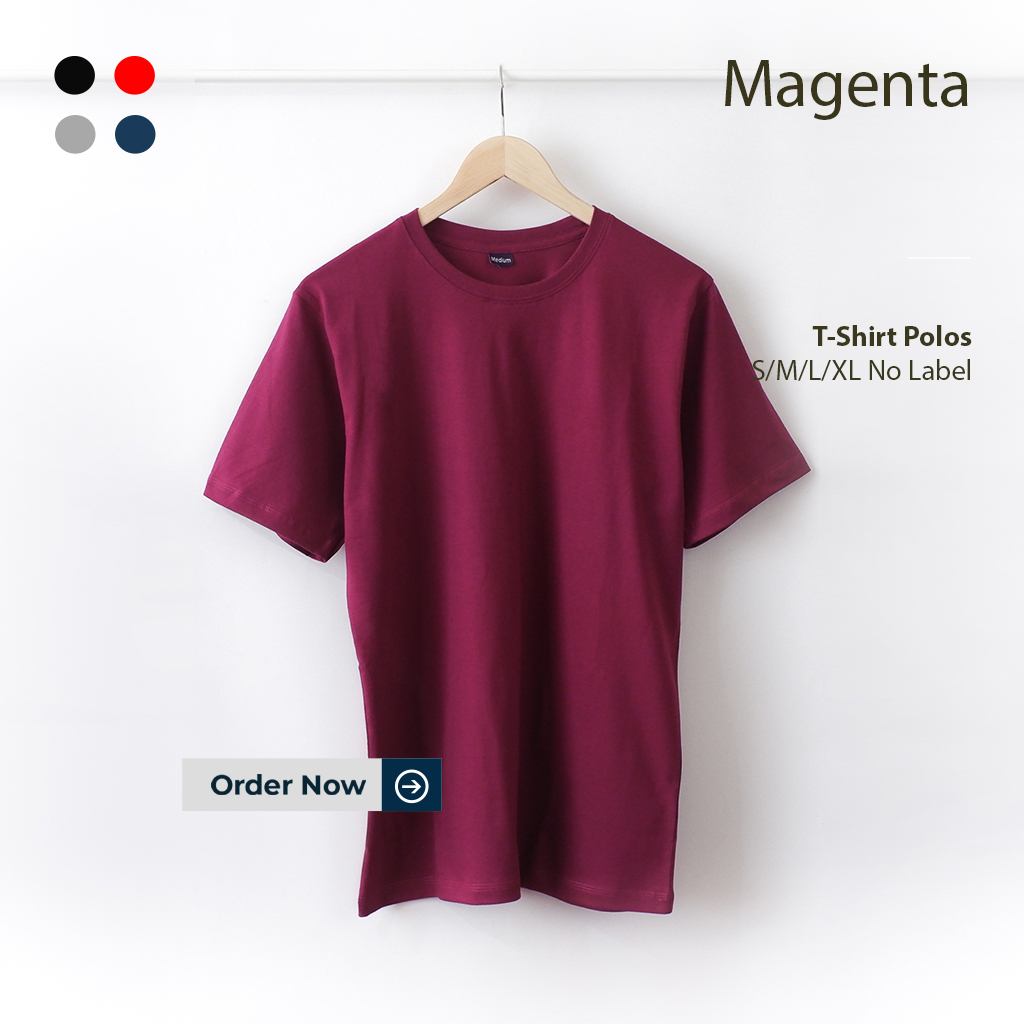 KAOS POLOS PRIA WANITA MAGENTA TANGAN PENDEK UKURAN S-XL BAHAN COTTON COMBED 30S ORGINAL