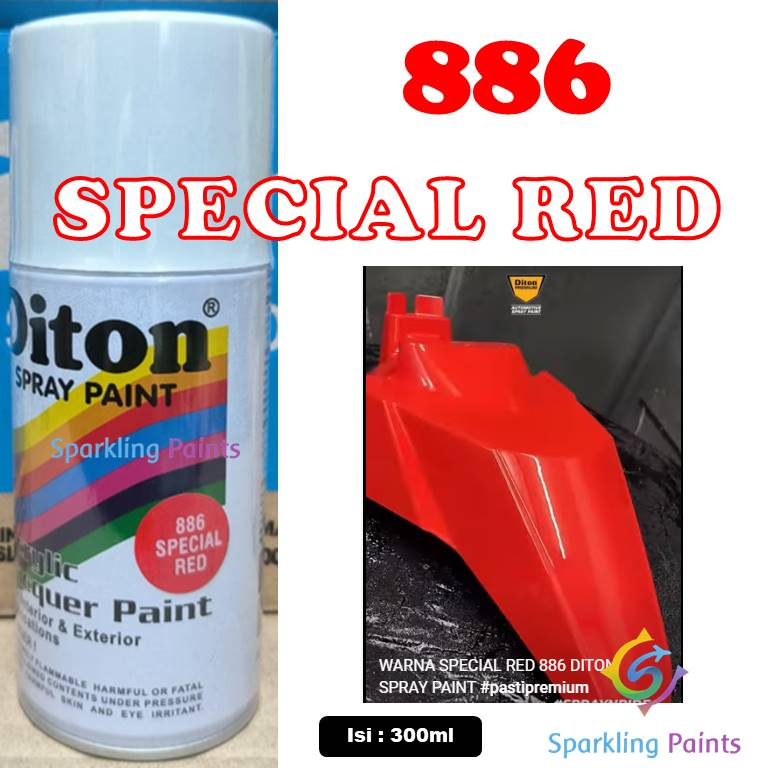 Pilox Diton Special Red 886 300ml Warna Spesial Merah Cerah Kilap Mengkilap Glossy Sepeda Motor Mobil