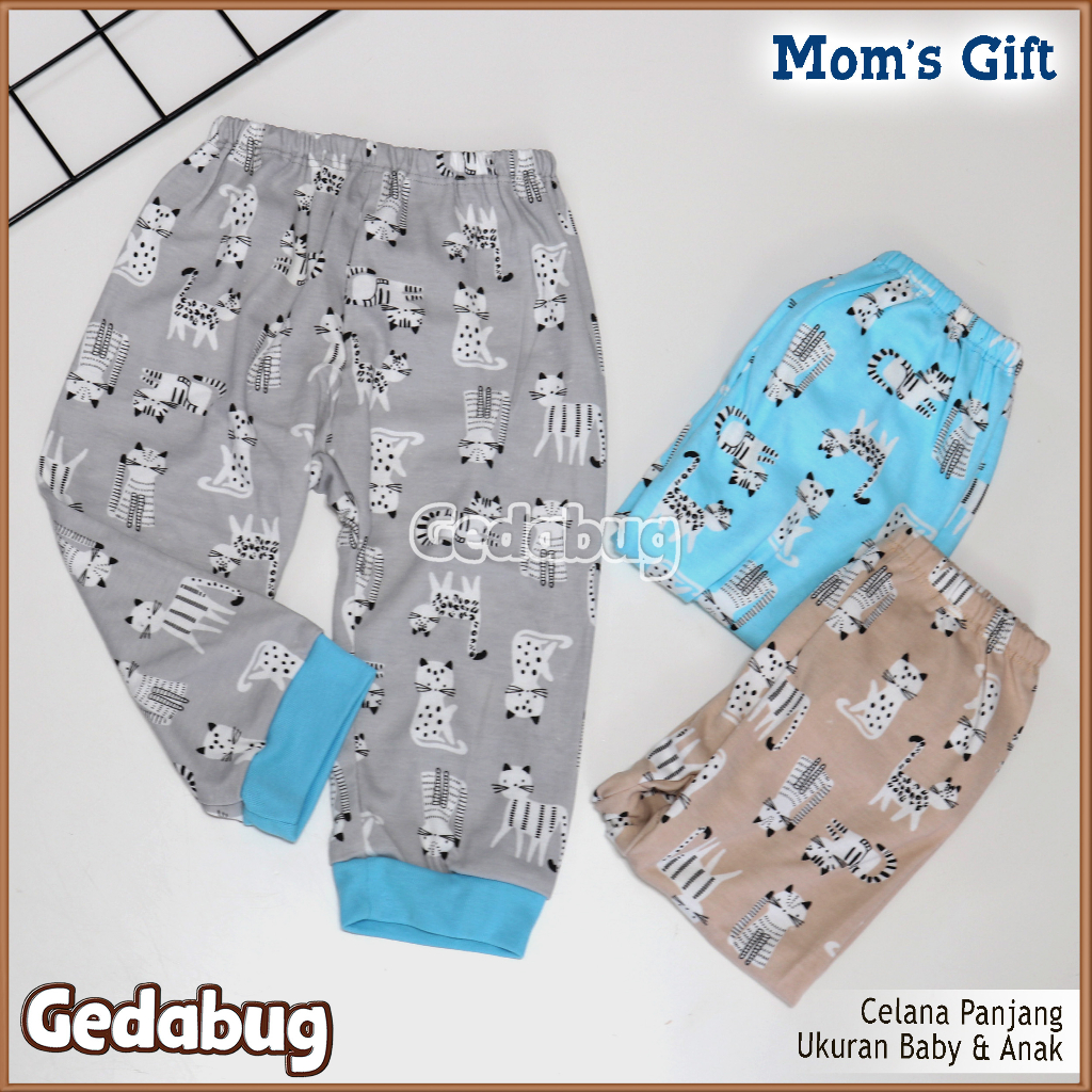 3 Pcs - Celana Panjang Mom's Gift Print | Celana Panjang Anak Berkualitas | GEDABUG