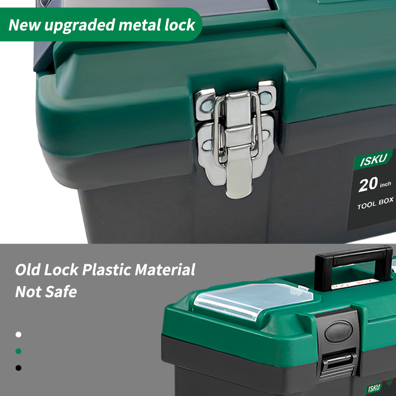 ISKU Newly Tool Box Upgraded Metal Lock 15&quot; 18&quot; 20&quot; Toolbox Besar Double-Layer Large Capacity Stronger Load-Bearing