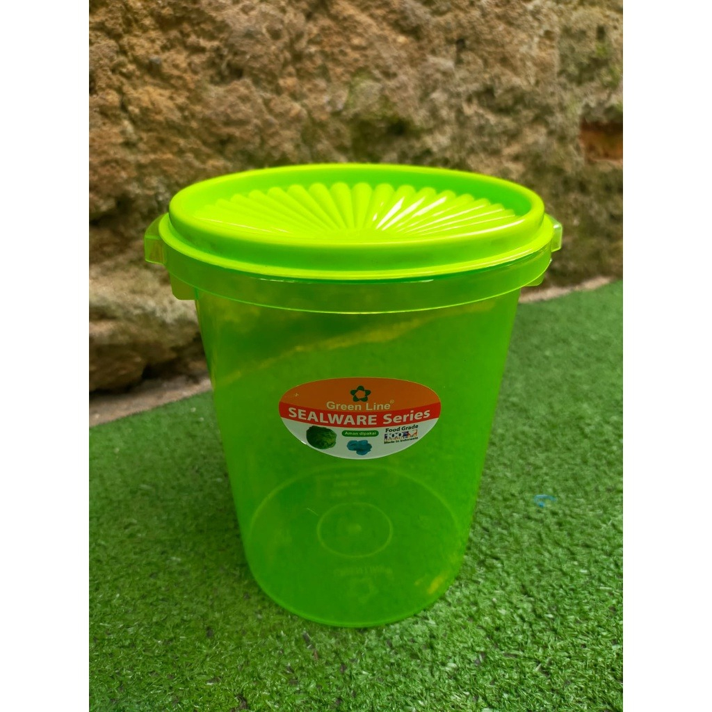 (SBR) Toples Plastik Bulat Green Line Serbaguna Banyak Warna Harga Satu Toples