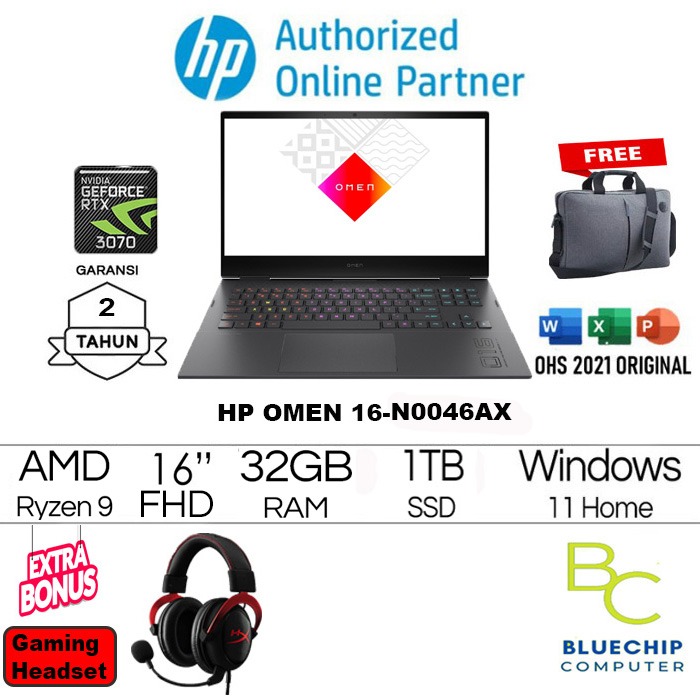 LAPTOP HP OMEN 16 N0046AX-Ryzen9-6900HX RTX 3070Ti 32GB 1TB 16"W11H
