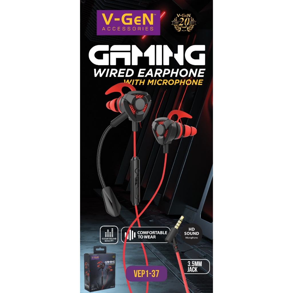 Handsfree V-GeN VEP1-37A Wired Earphone Gaming With Microphone HD Sound