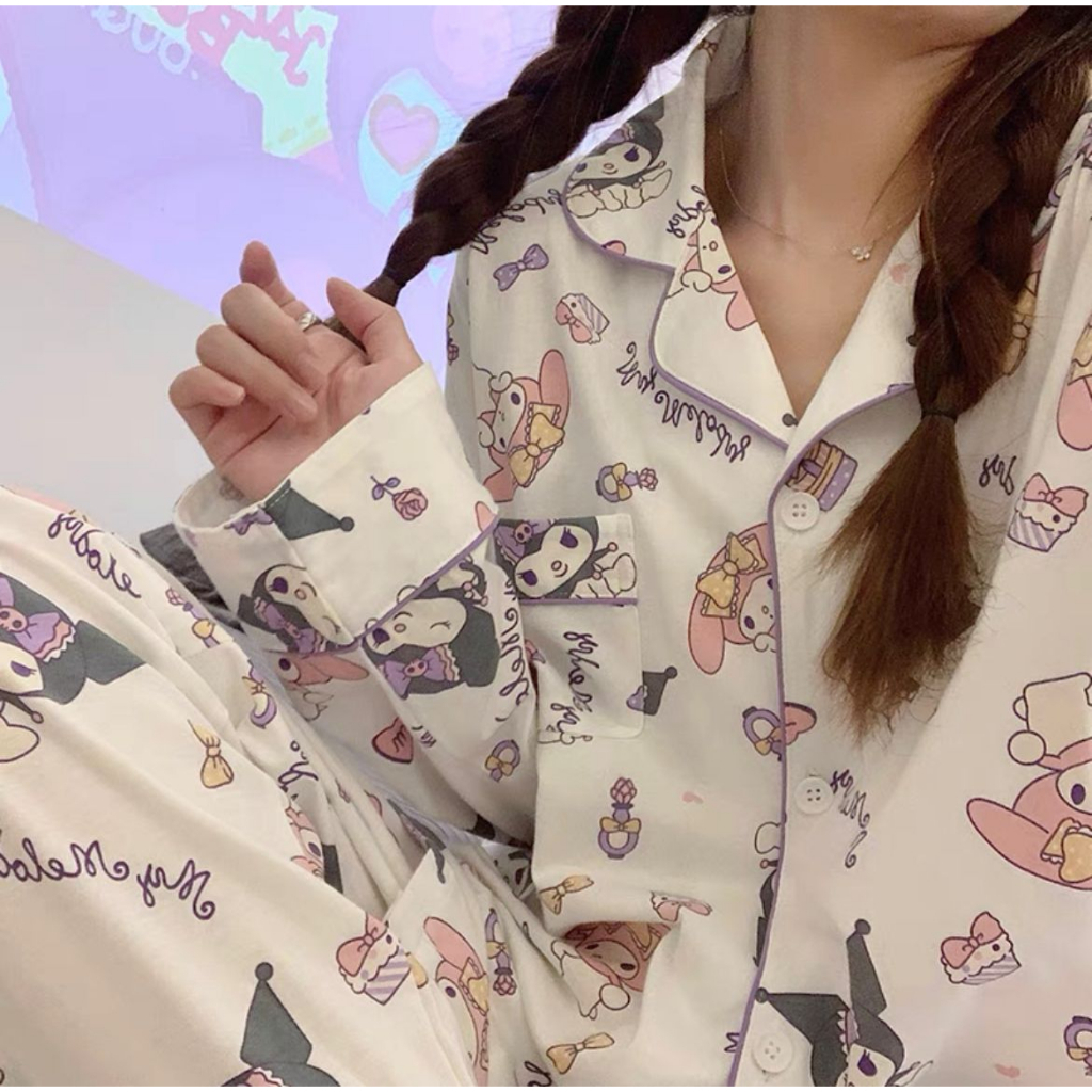 BAJU TIDUR PIYAMA CINNAMOROLL KUROMI MELODY LILO STITCH HELLO KITTY LOTSO ALIEN TOY STORY BAJU LENGAN PANJANG CELANA PANJANG IMPOR