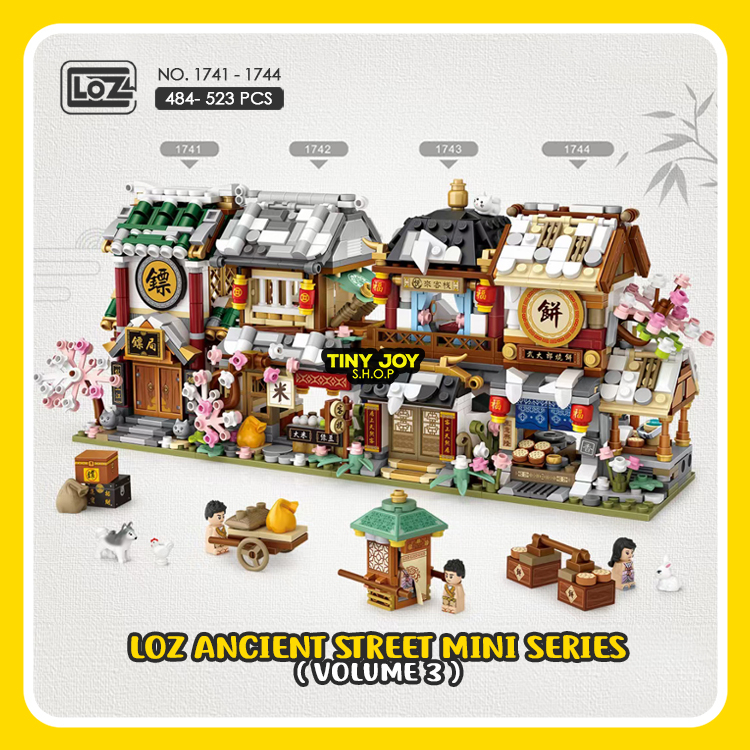 Stok Baru LOZ Mainan Mini Building Block (Ancient Street Mini VOL. 3 WINTER) 1741-1744 DIY 3D Puzzle