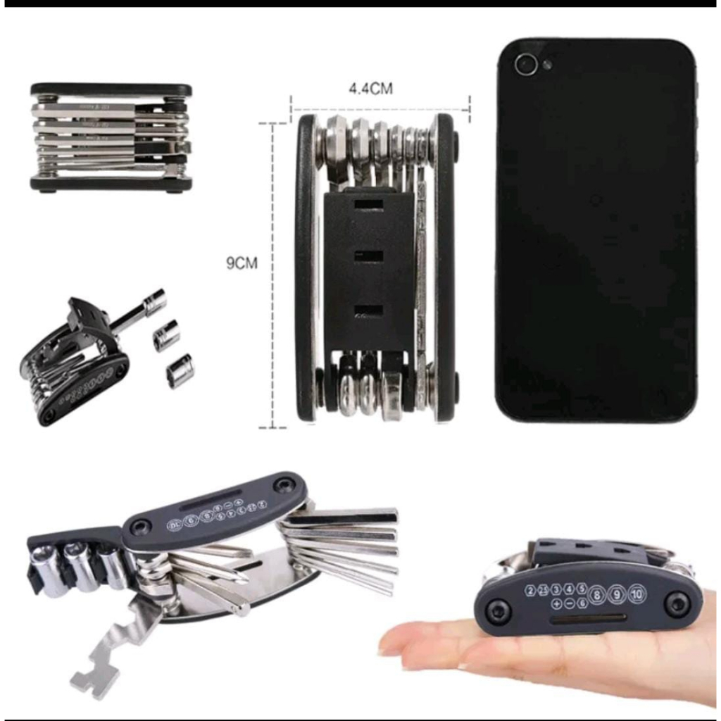 [ASS] Alat Kunci shock mini lipat set kunci sepeda motor 16in1