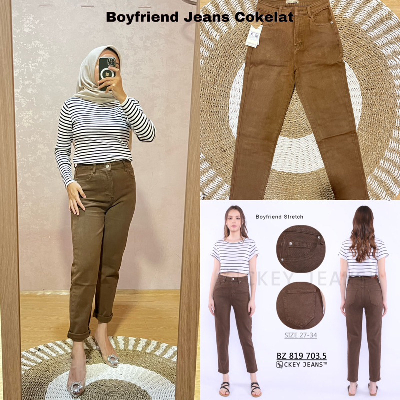 Boyfriend Jeans CKEY Cokelat