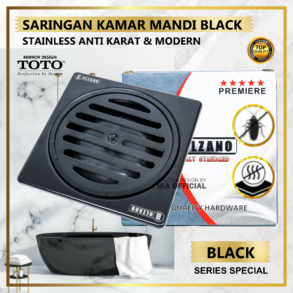 Saringan Got Hitam TEBAL 4,5 INCH STAINLESS STEEL ASLI - Kamar Mandi Toilet Plastic Floor Drain Black Air WC ORI