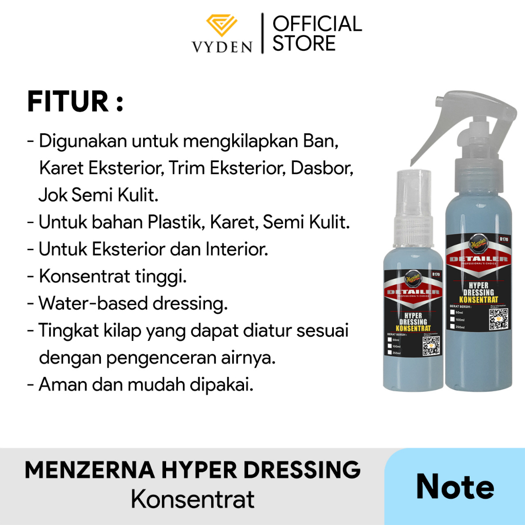 MEGUIARS D170 Hyper Dressing 250ml Spray Waterbase Dressing Konsentrat MURAH