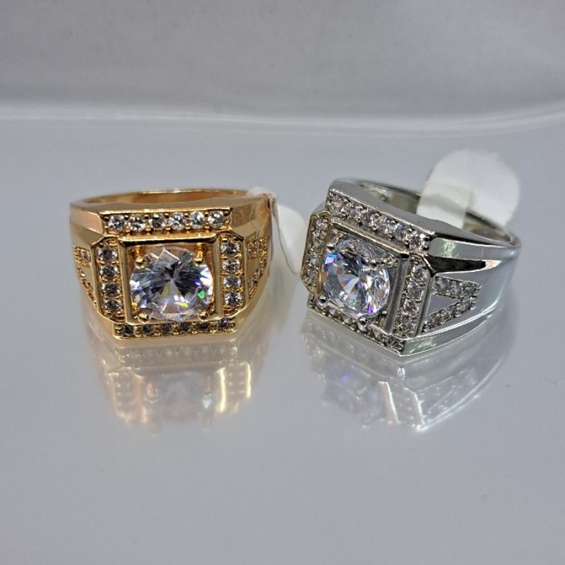 Cincin Pria Titanium Steel Kristal Berlian Super