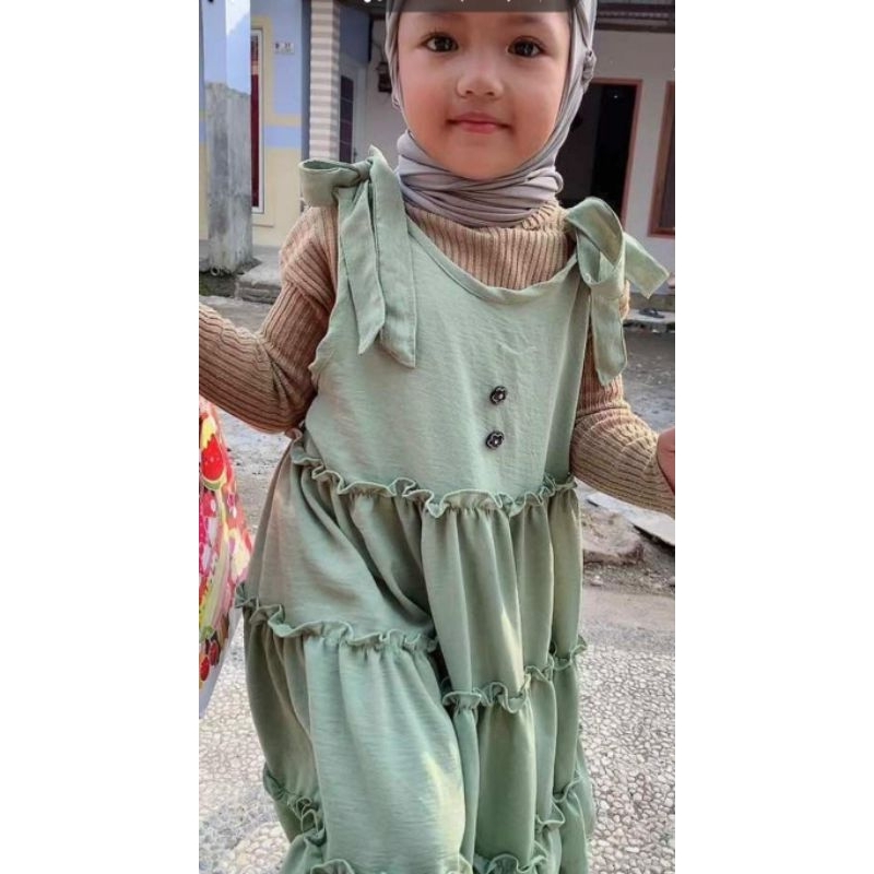 OVERALL JUMSJUIT SANDATAN DRESS ANAK KIDS WANITA BAHAN CRINCLE