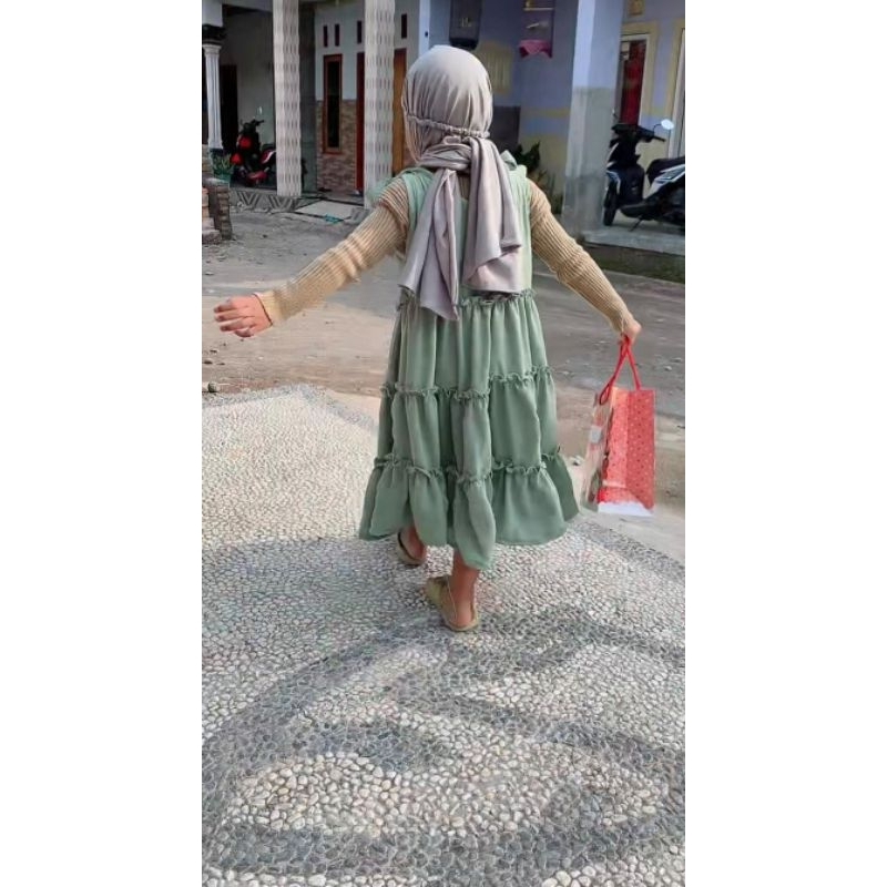 OVERALL JUMSJUIT SANDATAN DRESS ANAK KIDS WANITA BAHAN CRINCLE