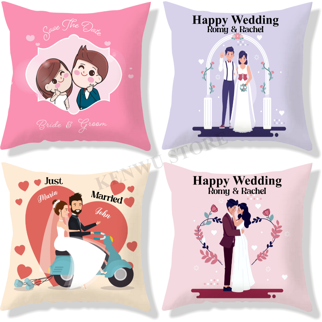 Bantal Wedding 30x30 cm Part 1 #WD 001-010 / Kado Wedding pernikahan / Bantal Kado Nikah No. 1-9 / Souvenir NIkah