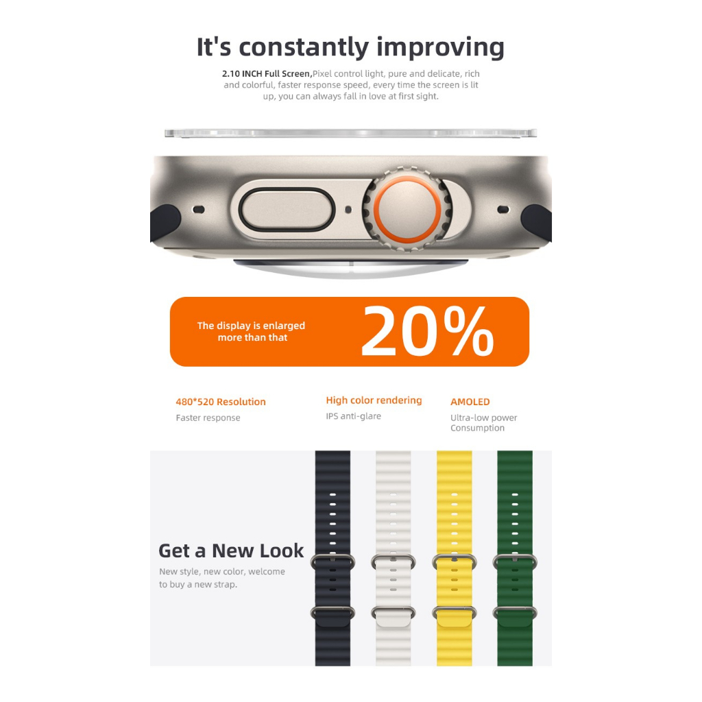 JS8 PRO MAX Smartwatch AMOLED Watch Ultra Series 2.1 inch Compass Jam Tangan