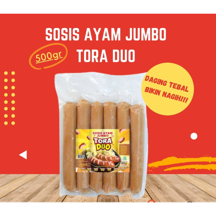 SOSIS AYAM JUMBO ORIGINAL TORA DUO 500GR ISI 7PCS HALAL CHICKEN SAUSAGE TORADUO