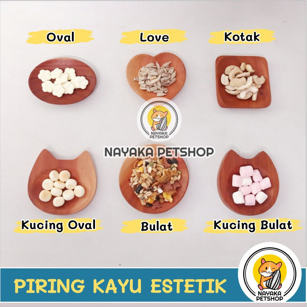 Piring Kayu Estetik Tempat Makan Hamster Wadah Pakan Hewan Piring Makanan Snack Camilan Cemilan Sugar Glider Tupai Bajing Landak Mini