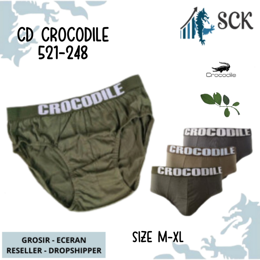 [ISI 3] CD Pria CROCODILE 521-248 Pinggang Karet Boxer / CD Cowok PAKAIAN DALAM Pria - sckmenwear GROSIR