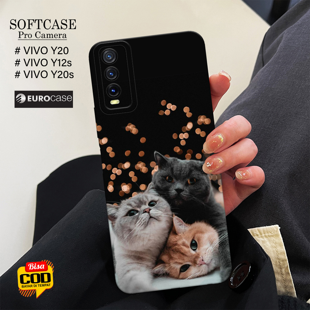Soft Case Hp Vivo Y20 / Vivo Y20s / Vivo Y12s Terbaru - Fashion Case KUCING - Casing Hp Vivo Y20 / Y