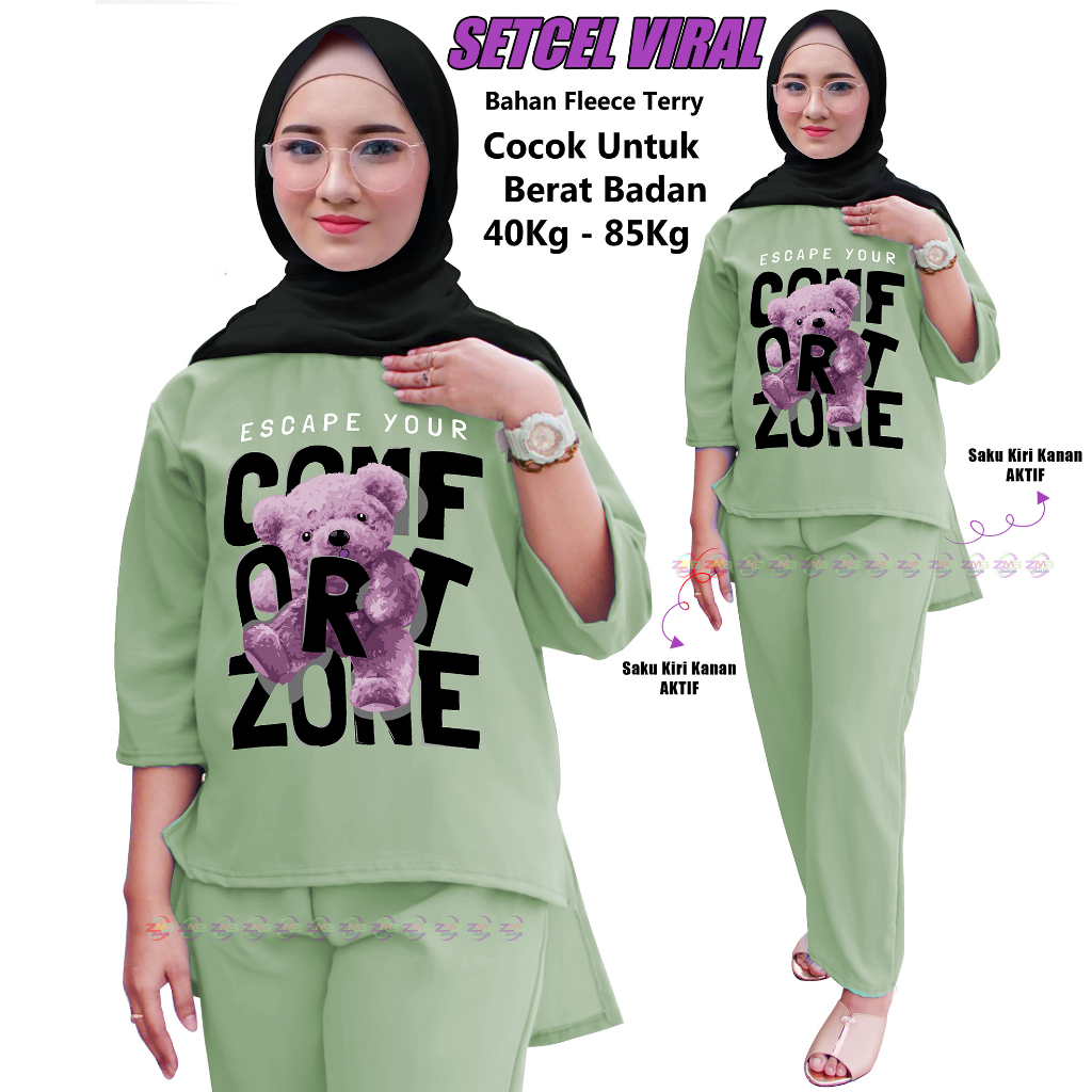[COD] RRgemilang - Pakaian Setelan Muslim Wanita Setcel Viral Slebew Bahan Crinkle
