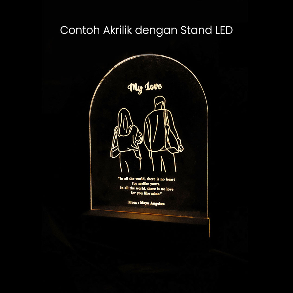 Akrilik LED Custom Line Art Akrilik Lampu Tidur LED Cocok untuk Kado Pacar Wisuda Ultah